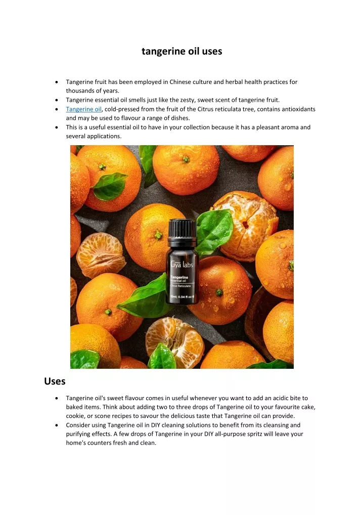 tangerine oil uses