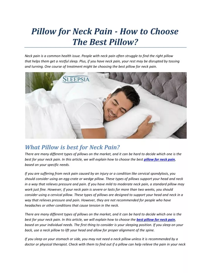 pillow for neck pain how to choose the best pillow