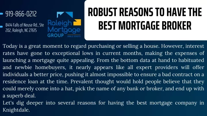 robust reasons to have the best mortgage broker