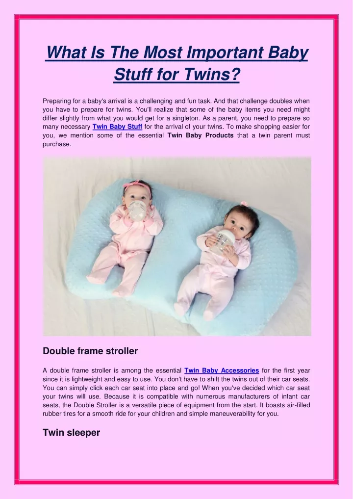 what is the most important baby stuff for twins