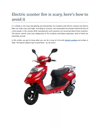 How to avoid electric scooter fire incident