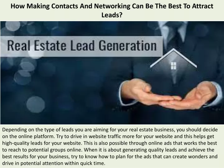 how making contacts and networking can be the best to attract leads