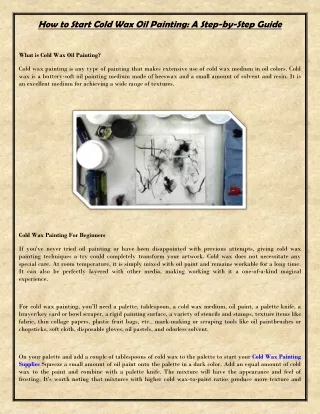 How to Start Cold Wax Oil Painting A Step-by-Step Guide