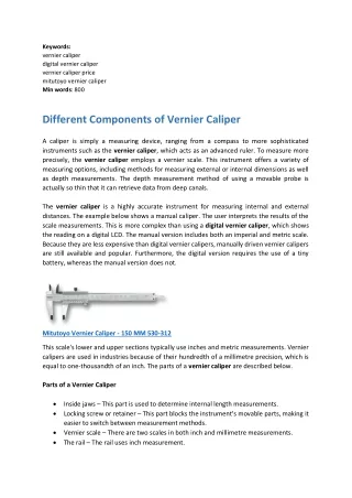 keywords vernier caliper digital vernier caliper