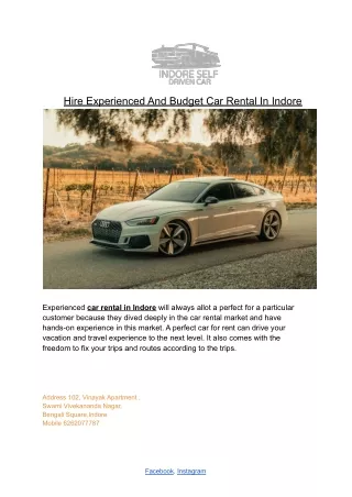 Hire Experienced And Budget Car Rental In Indore