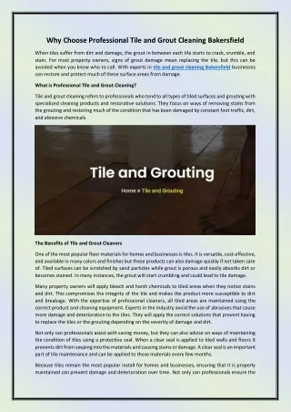 Why Choose Professional Tile and Grout Cleaning Bakersfield