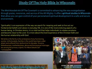 Study of the holy bible in Wisconsin