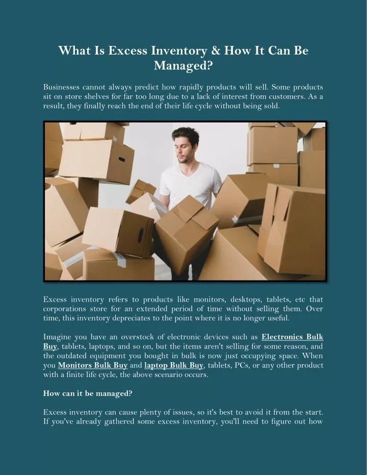 what is excess inventory how it can be managed