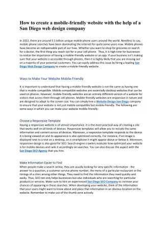 how to create a mobile friendly website with