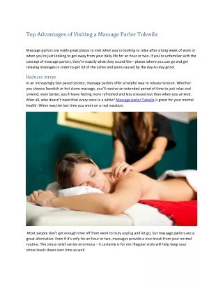 Best Benefits of Massage Parlor Tukwila