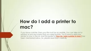 How do I add a printer to mac?