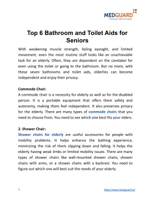 Top 6 Bathroom and Toilet Aids for Seniors