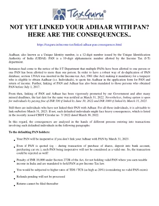 not yet linked your adhaar with pan here are the consequences