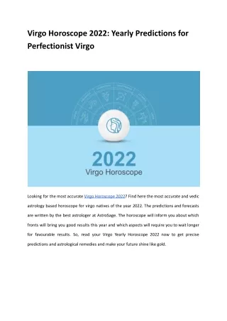 Virgo Horoscope 2022: Yearly Predictions for Perfectionist Virgo