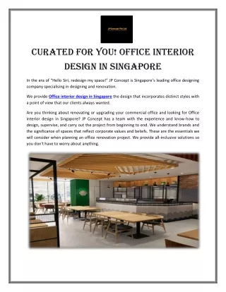 Curated for you! Office interior design in Singapore