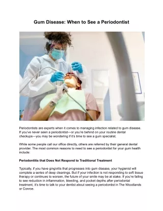 When to see a periodontist