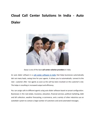 cloud call center solutions in india auto