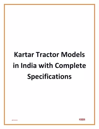 Kartar Tractor Models in India with Complete Specifications