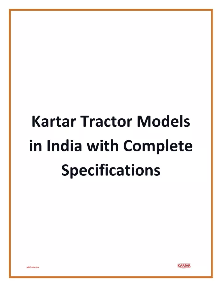 kartar tractor models in india with complete