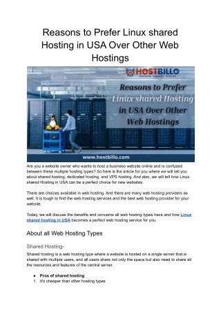 reasons to prefer linux shared hosting