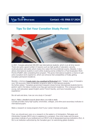 tips to get your canadian study permit