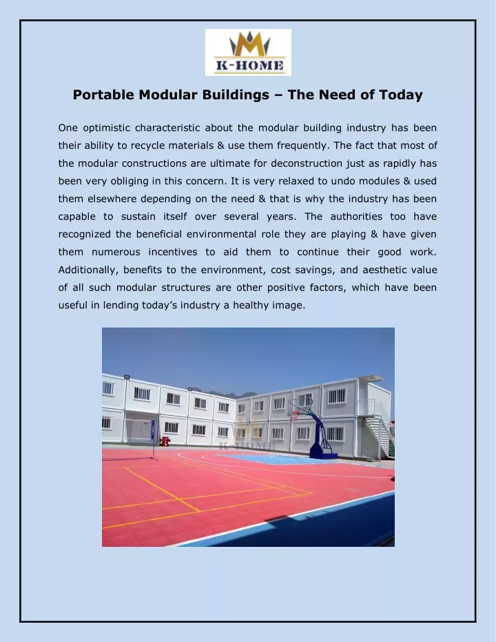 portable modular buildings the need of today