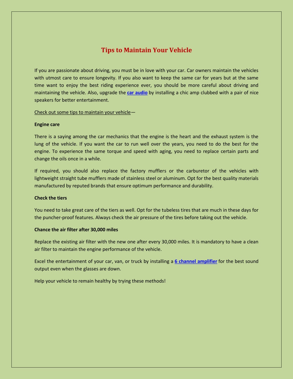 PPT - Tips to Maintain Your Vehicle PowerPoint Presentation, free ...