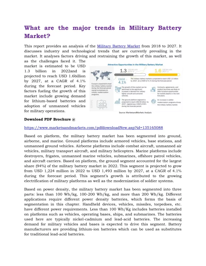 what are the major trends in military battery