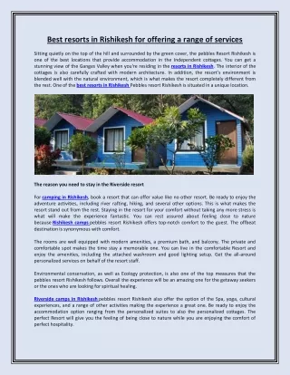 best resorts in rishikesh for offering a range