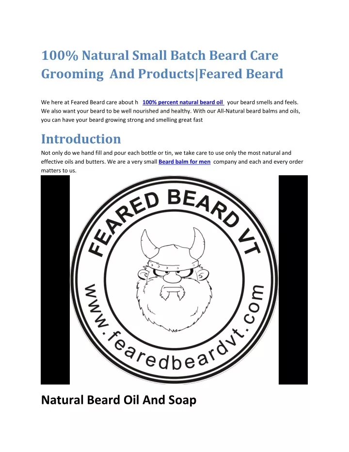100 natural small batch beard care grooming
