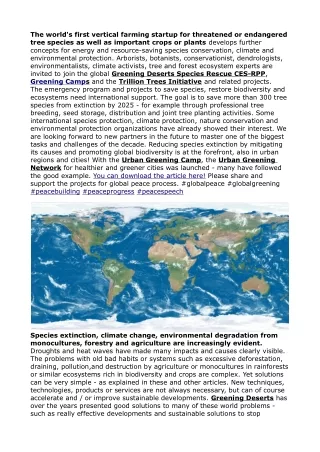 Global Greening Deserts Trillion Trees Initiative Climate Emergency_ Peace Building and Species Rescue Projects