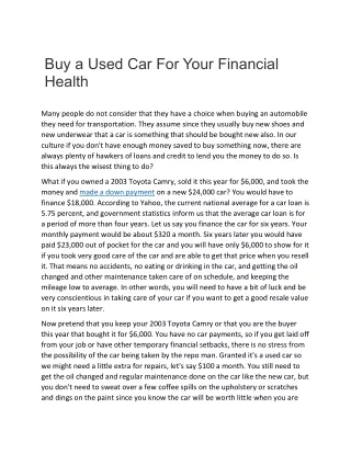 Buy a Used Car For Your Financial Health