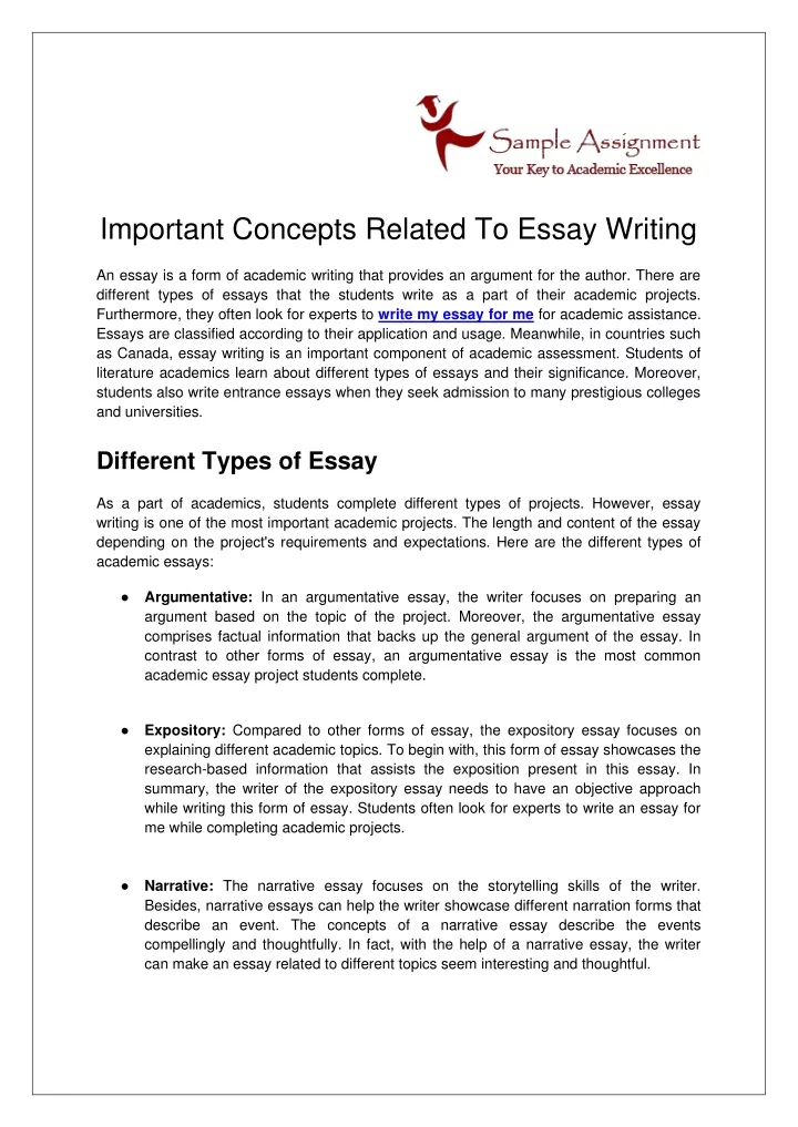 important concepts related to essay writing