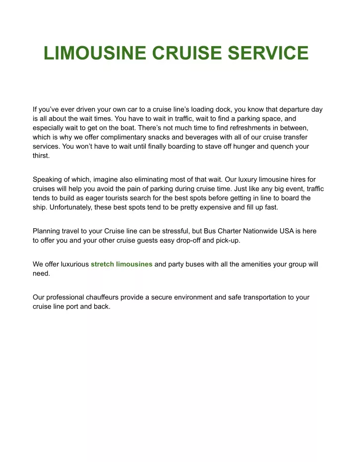 limousine cruise service