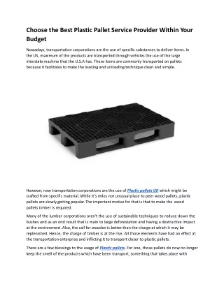choose the best plastic pallet service provider