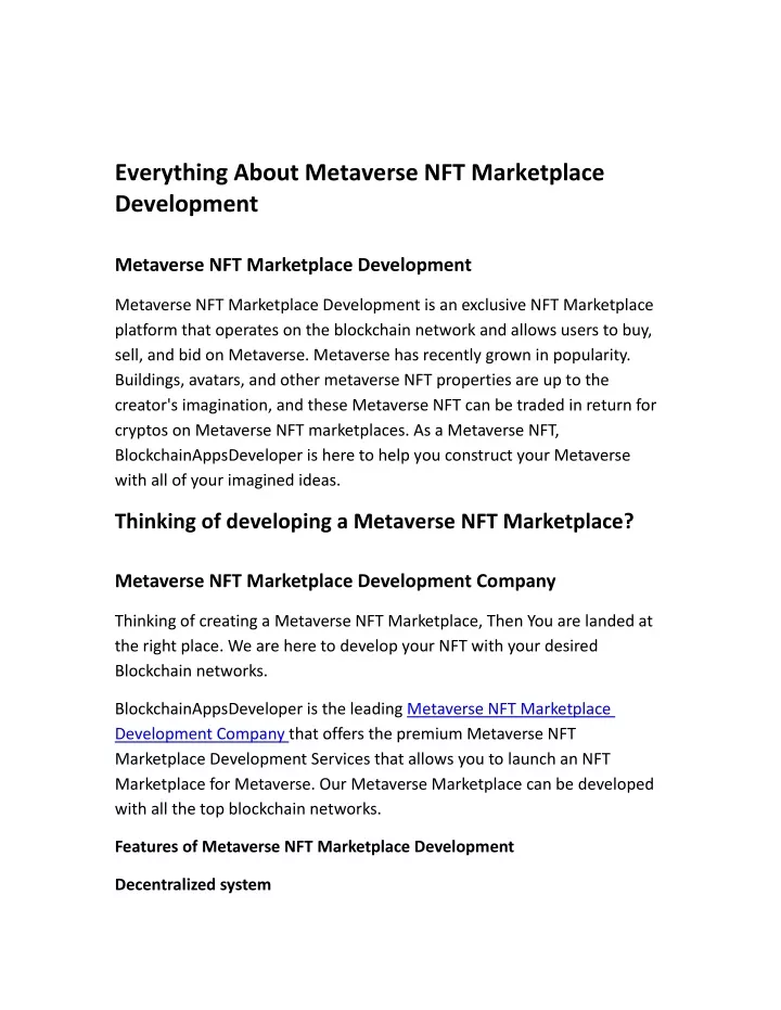 everything about metaverse nft marketplace