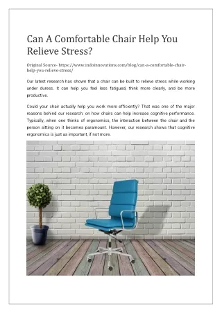 How a comfortable chair helps in relieving stress