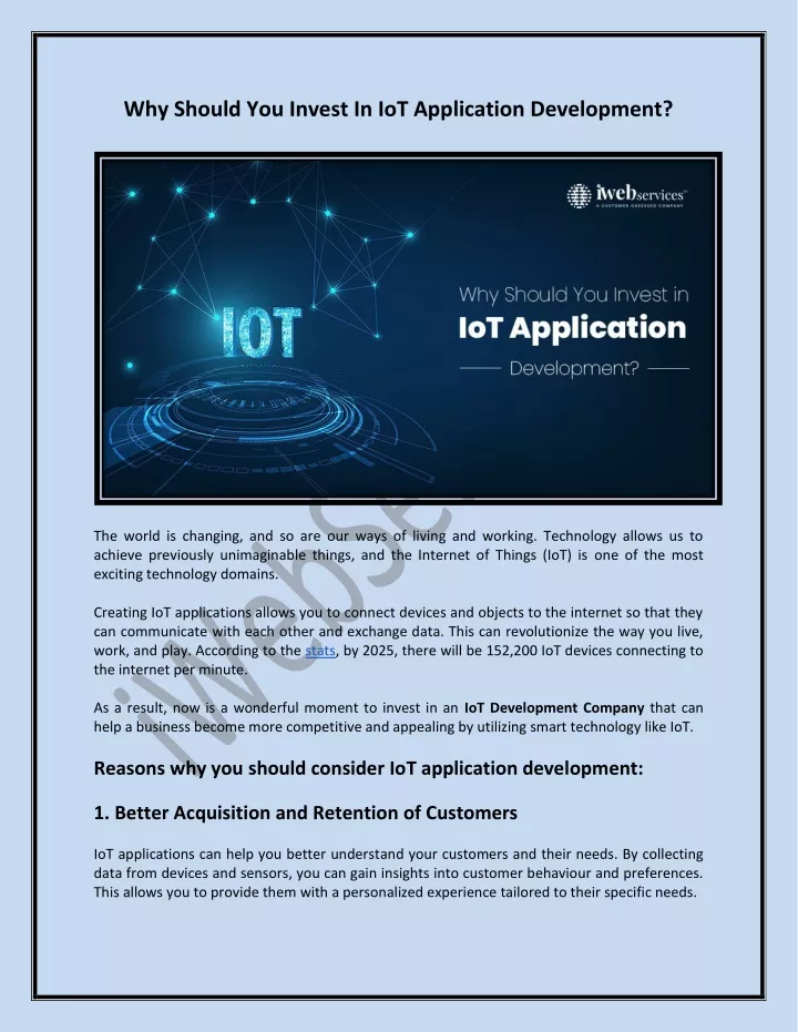 why should you invest in iot application