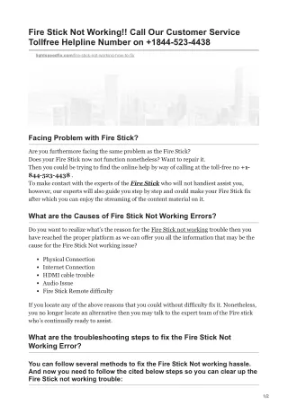 fire stick not working call our customer service