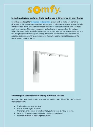 install motorised curtains india and make