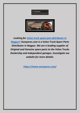 Volvo Truck Spare Part Distributor in Nagpur | Asespares.com