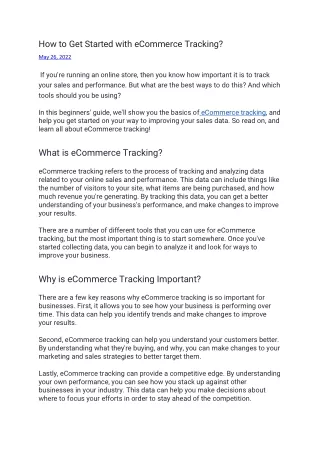 how to get started with ecommerce tracking