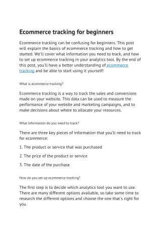 ecommerce tracking for beginners