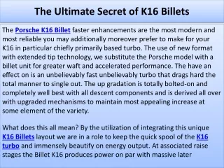 the ultimate secret of k16 billets