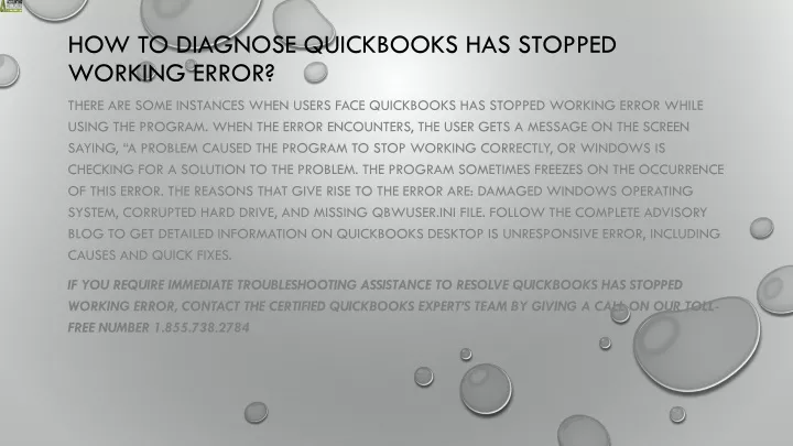 how to diagnose quickbooks has stopped working error