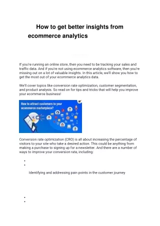 how to get better insights from ecommerce