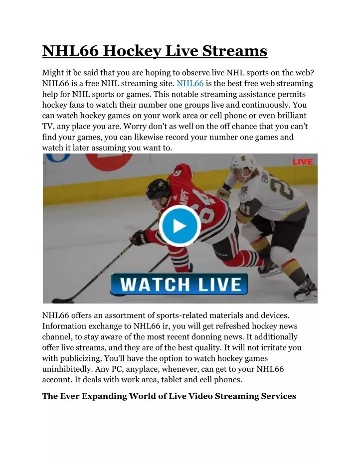nhl66 hockey live streams