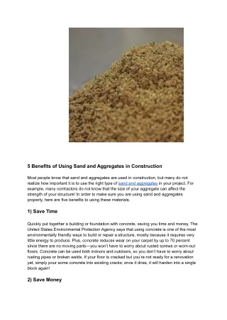 5 benefits of using sand and aggregates
