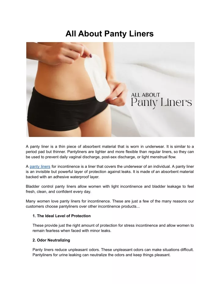 all about panty liners