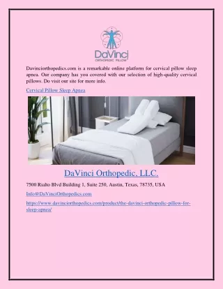 Cervical Pillow Sleep Apnea Davinciorthopedics.com
